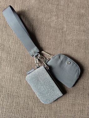 lululemon athletica Gray Strap Wristlet with Glitter Pouch